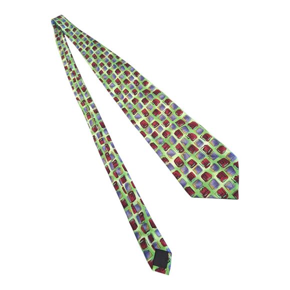 Jerry Garcia Silk Tie Colorful Bright Lime Green Chartreuse 100% Silk 2004 - Picture 5 of 8